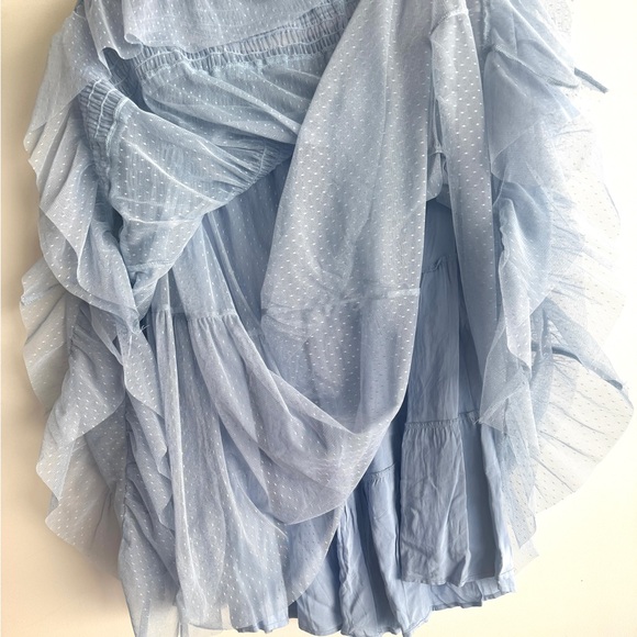 Anthropologie Maeve Tulle Skirt Swiss Dot ruffled midi with stripe elastic waist - Picture 6 of 10